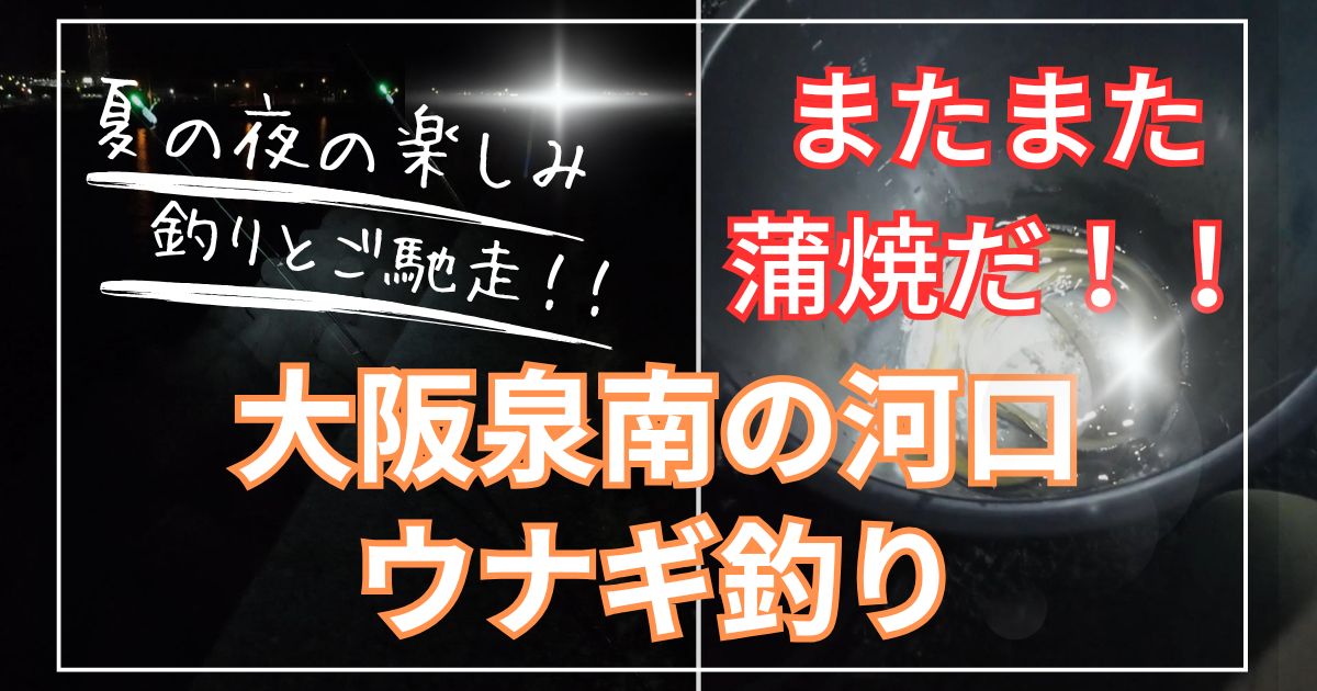 泉南にある河川の河口でうなぎ釣り