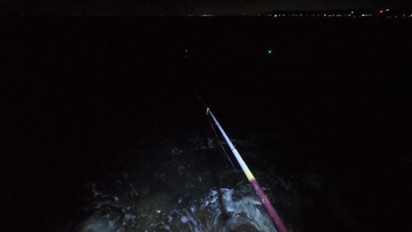 同行の弟と電気ウキ釣り開始