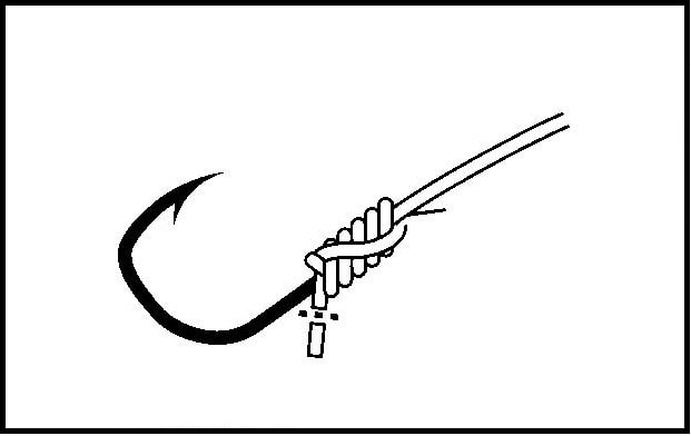 釣り針の結び方 - 外掛け結び -（4）
