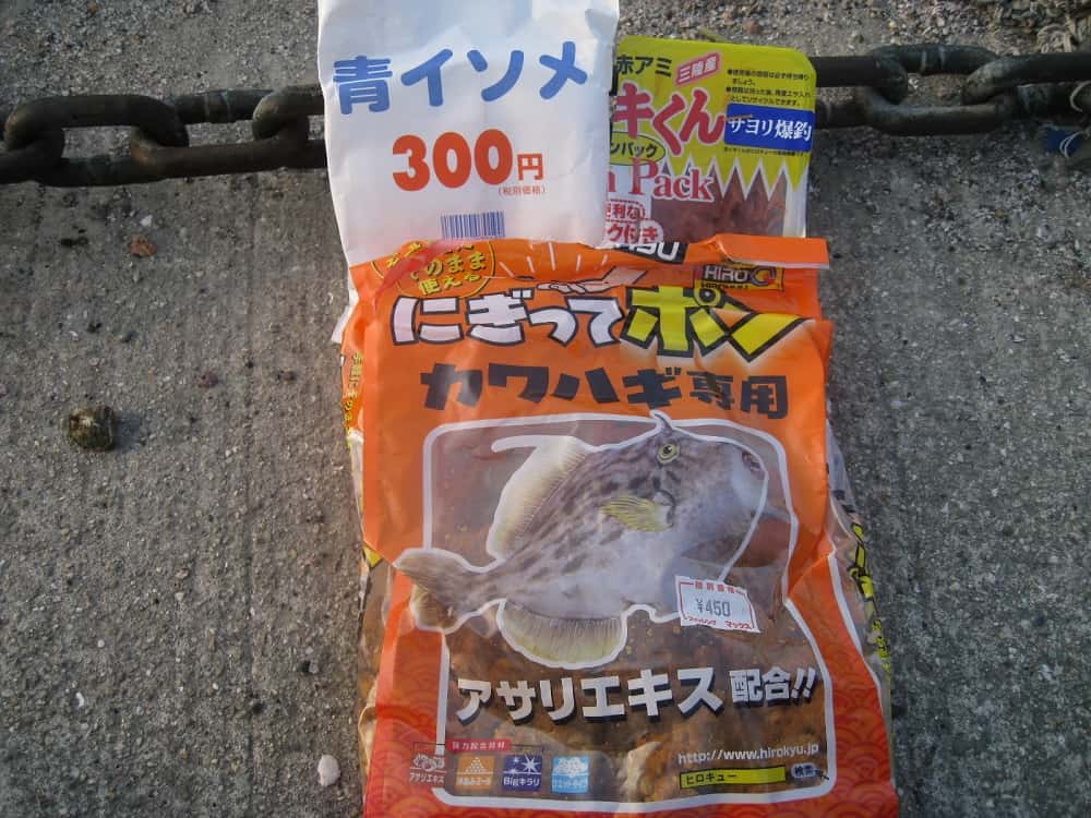 カワハギ釣りのマキエと刺し餌